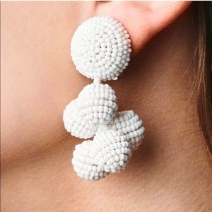 Sachin & Babi Mini Coconuts Beaded Clip-On Earrings White NWOT